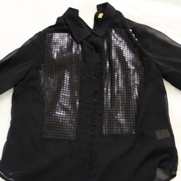 Black long sleeve sequin shirt - Picture 1 of 2